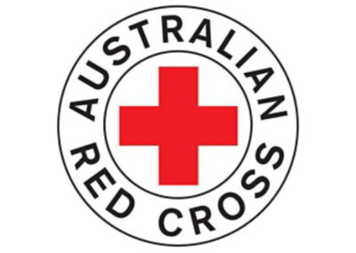 The logo of the Australian Red Cross - with a red cross in the middle.