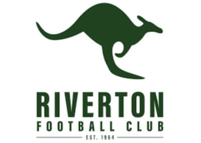 The Riverton Football Club logo as a green kangaroo.